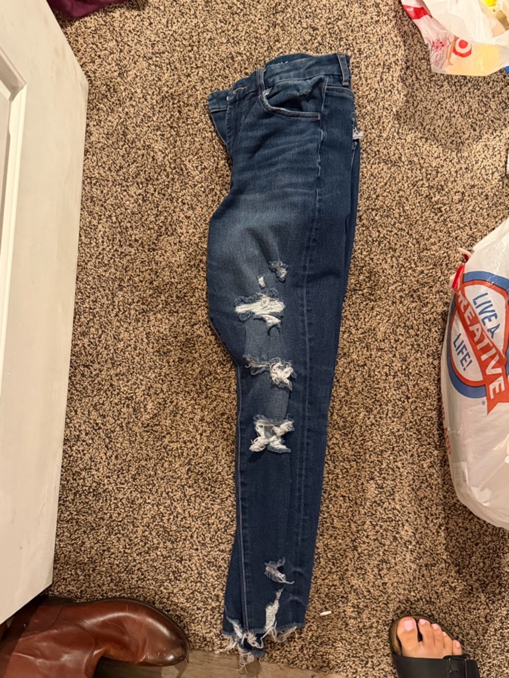 American Eagle Outfitters Dark Blue Distressed Skinny Jeans